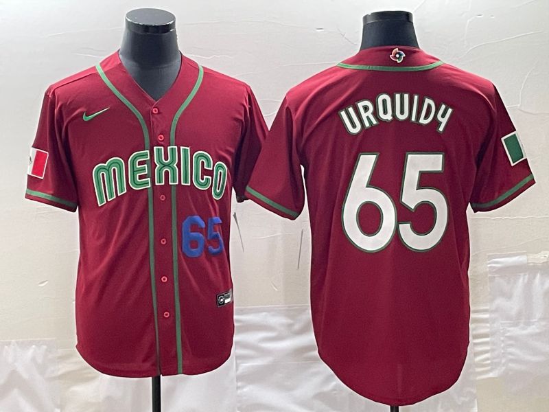 Men 2023 World Cub Mexico #65 Urquidu Red Nike MLB Jersey6->more jerseys->MLB Jersey